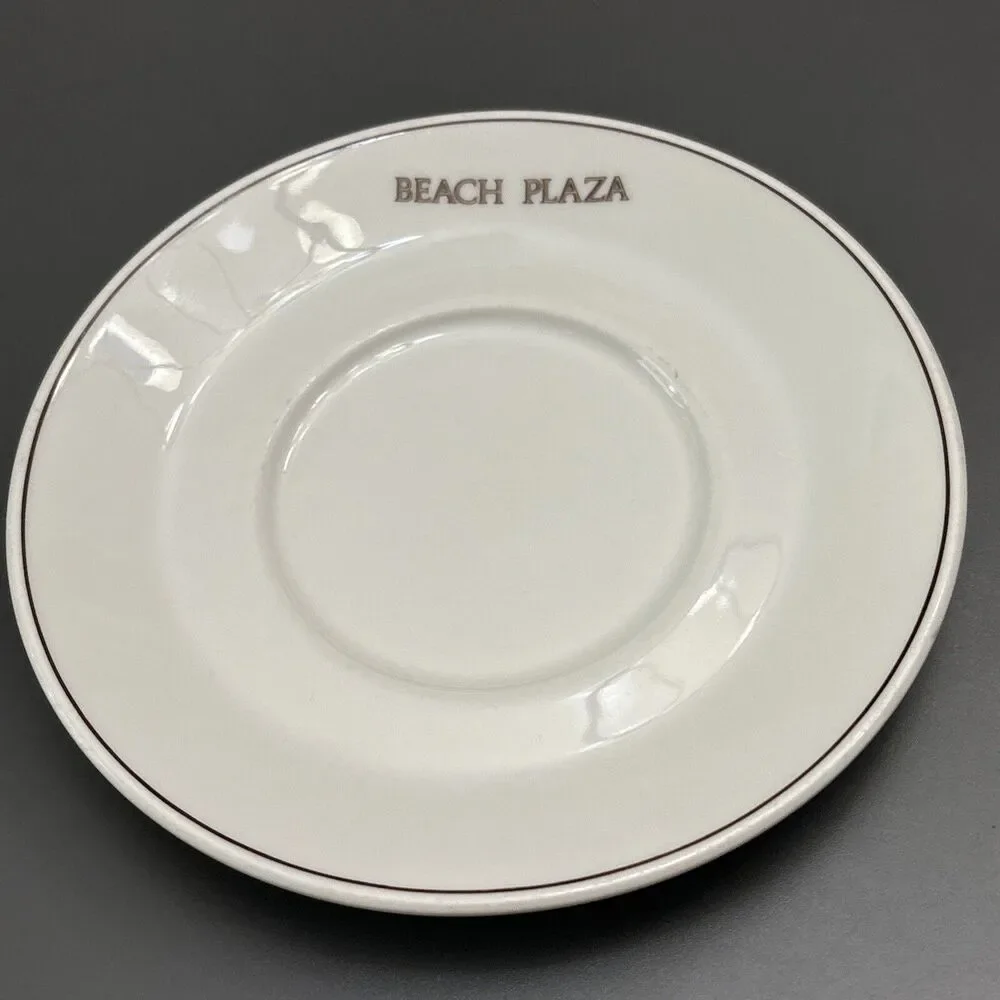 Vintage Schonwald  Germany Teapot And Plate Souvenir “Beach Plaza” Hotel NO LID